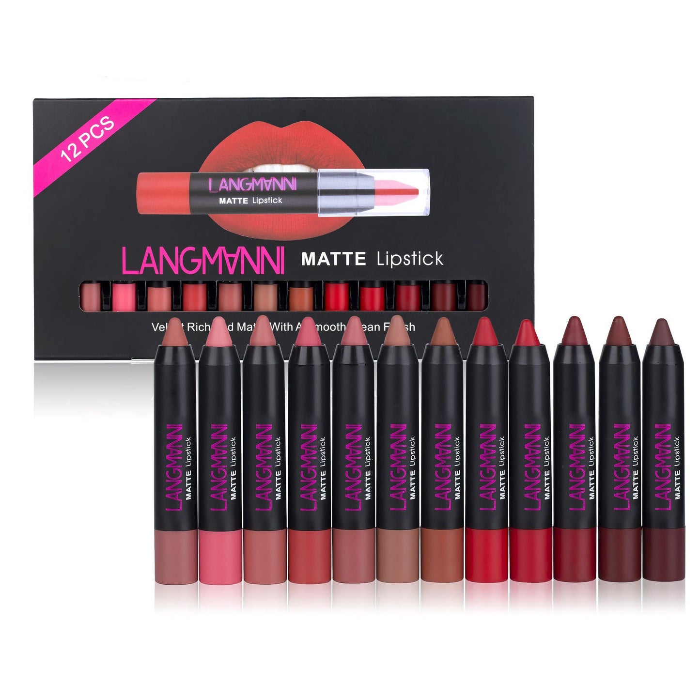 12 kleuren lipstick set