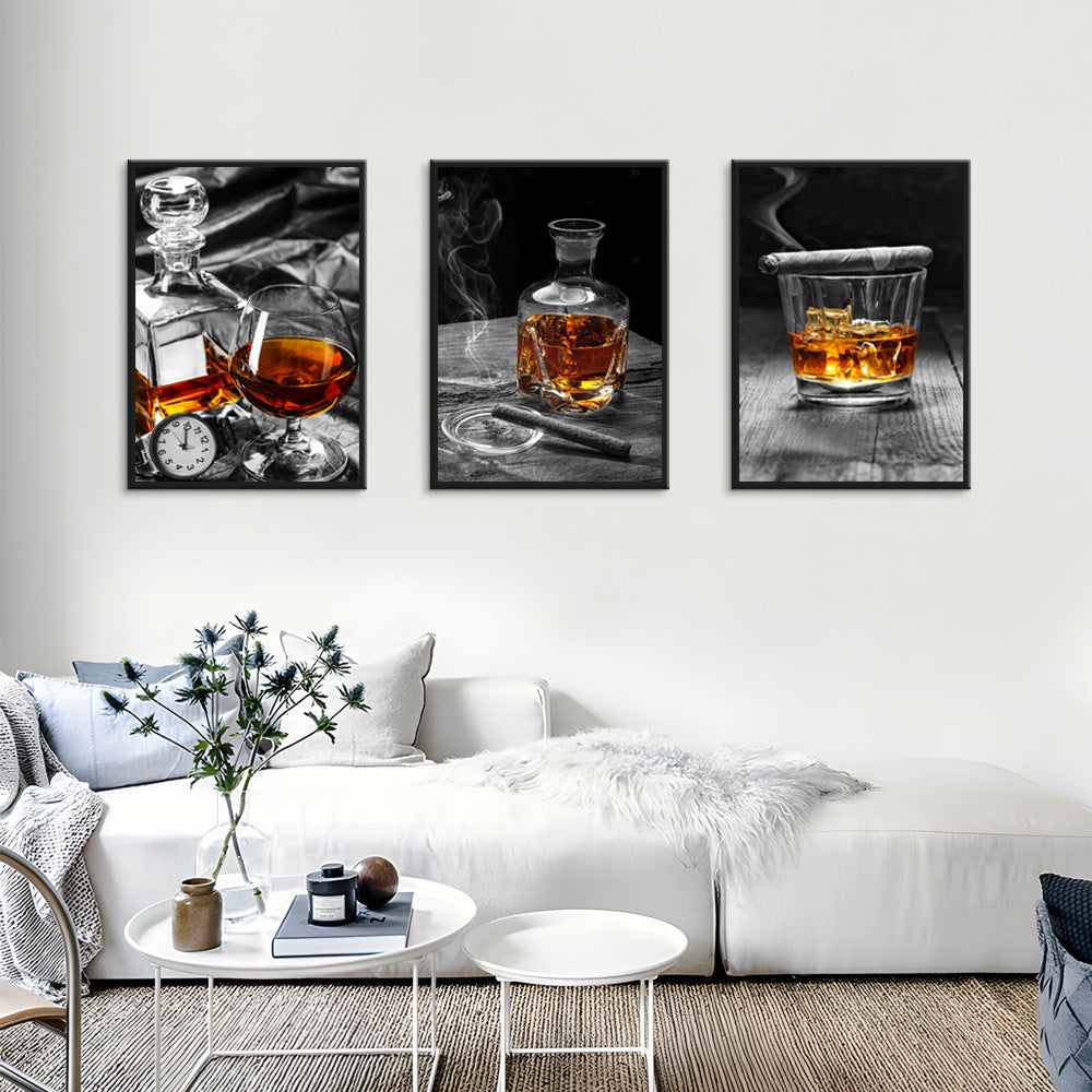 Whiskeyglas drievoudig olieverfschilderij