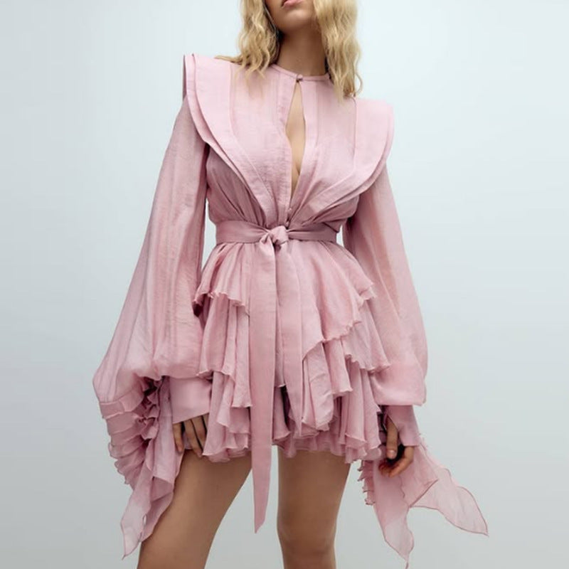 Jumpsuitrok met ruches en rufflemouwen voor dames