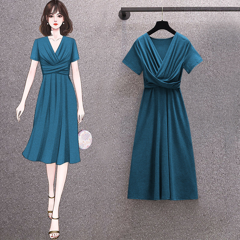 Modieuze elegante slim-fit geplooide damesjurk