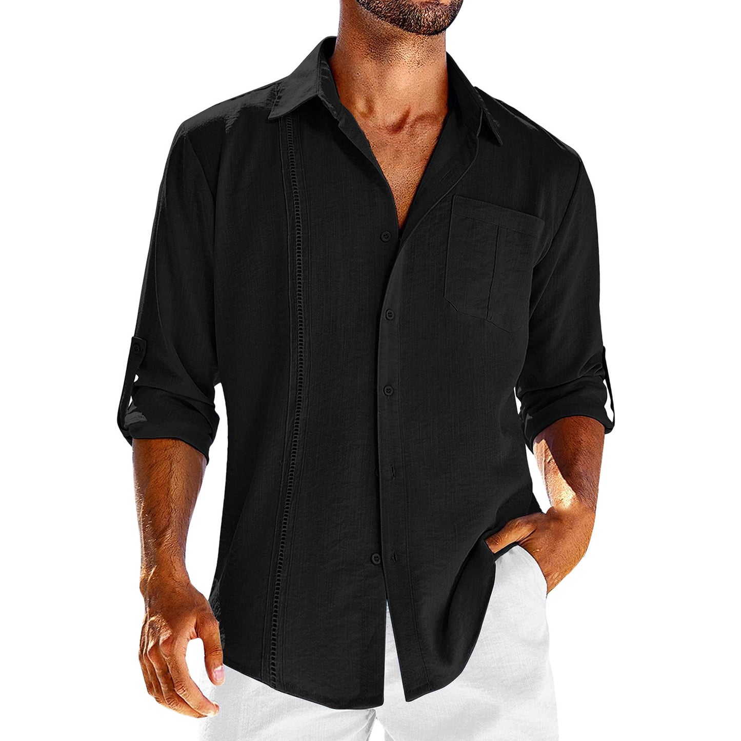 Casual shirt met lange mouwen en polo kraag