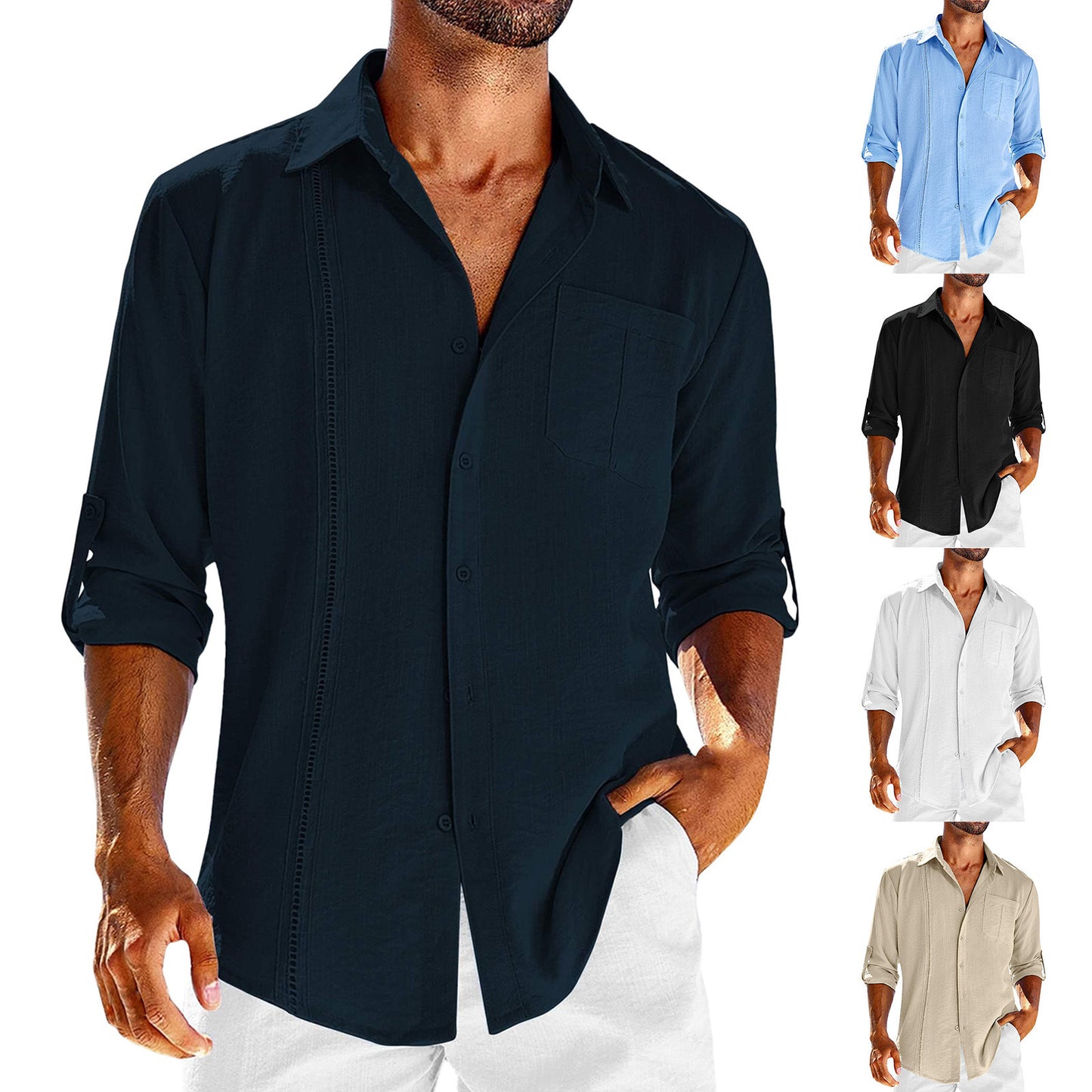 Casual shirt met lange mouwen en polo kraag