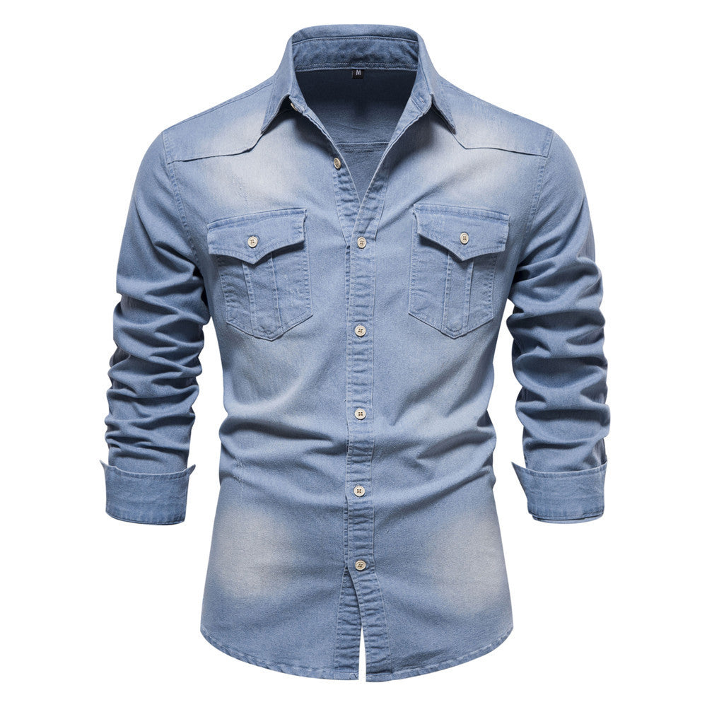 Heren denim shirt met lange mouwen