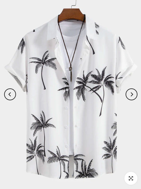 Heren shirt met print en korte mouwen