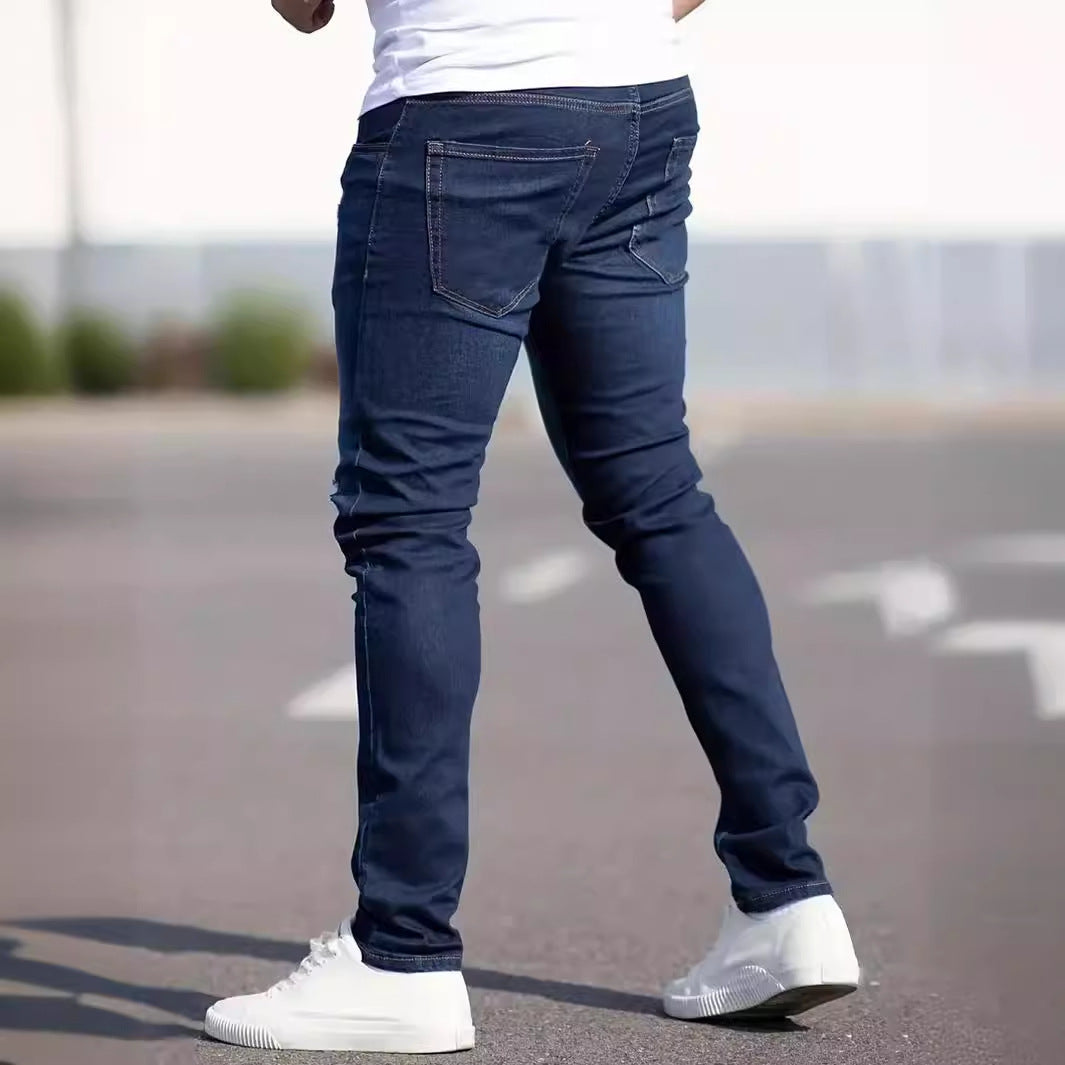 Heren modieuze versleten slanke casual jeans