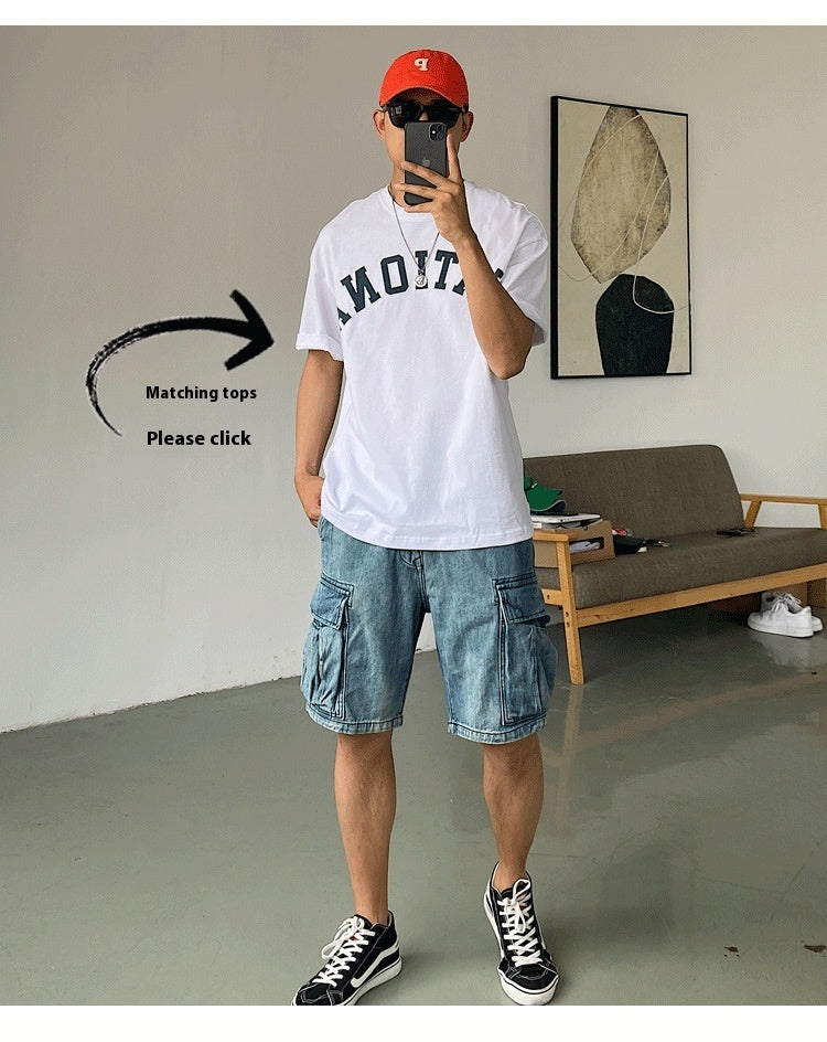 Casual high-end denim shorts heren