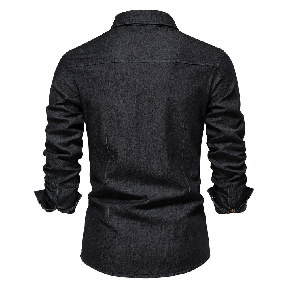 Heren denim shirt met lange mouwen
