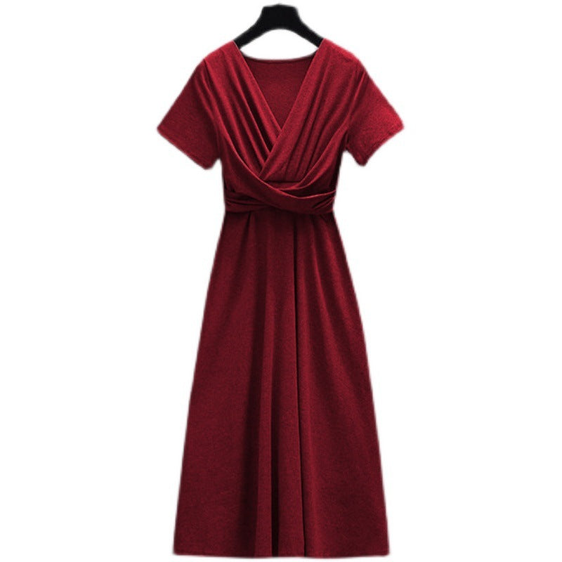 Modieuze elegante slim-fit geplooide damesjurk