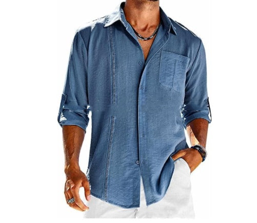 Casual shirt met lange mouwen en polo kraag