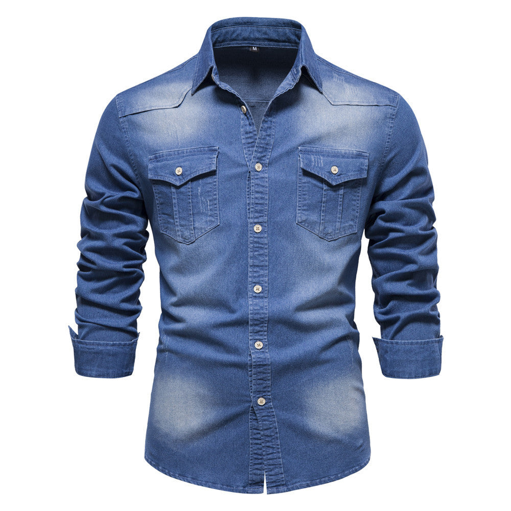 Heren denim shirt met lange mouwen