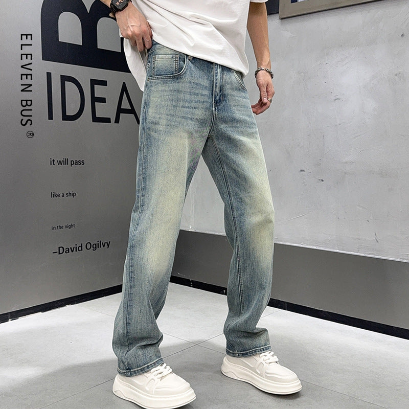Heren losse elastische casual lichtblauwe jeans