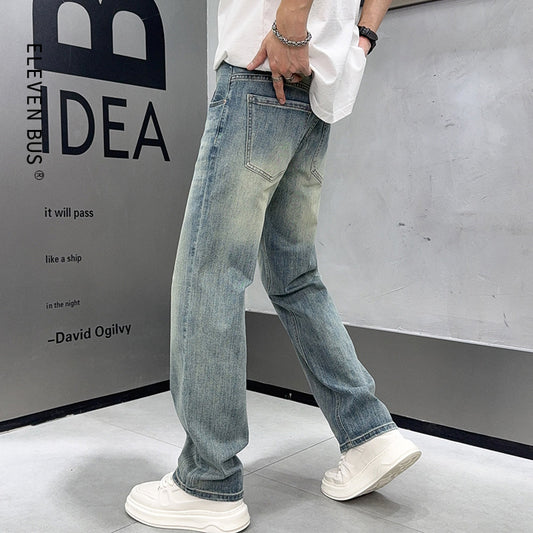 Heren losse elastische casual lichtblauwe jeans