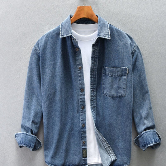 Spijkerstof  Shirt Herenjas Herfst En Winter Casual Veelzijdig
