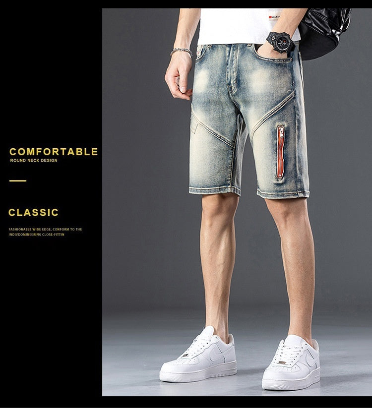 Denim heren shorts met rits