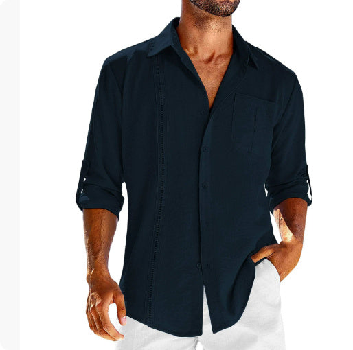 Casual shirt met lange mouwen en polo kraag