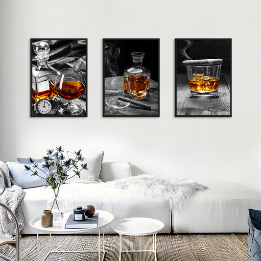 Whiskeyglas drievoudig olieverfschilderij