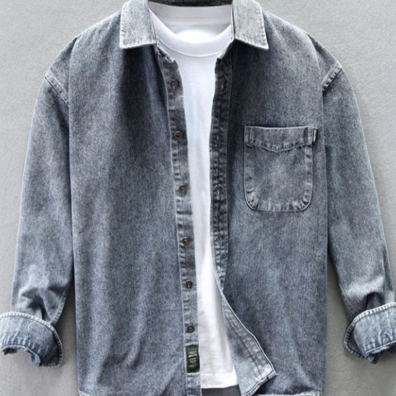 Spijkerstof  Shirt Herenjas Herfst En Winter Casual Veelzijdig