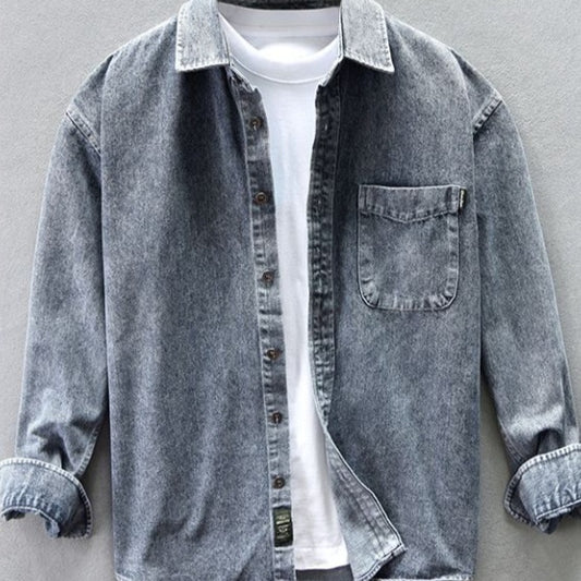 Spijkerstof  Shirt Herenjas Herfst En Winter Casual Veelzijdig