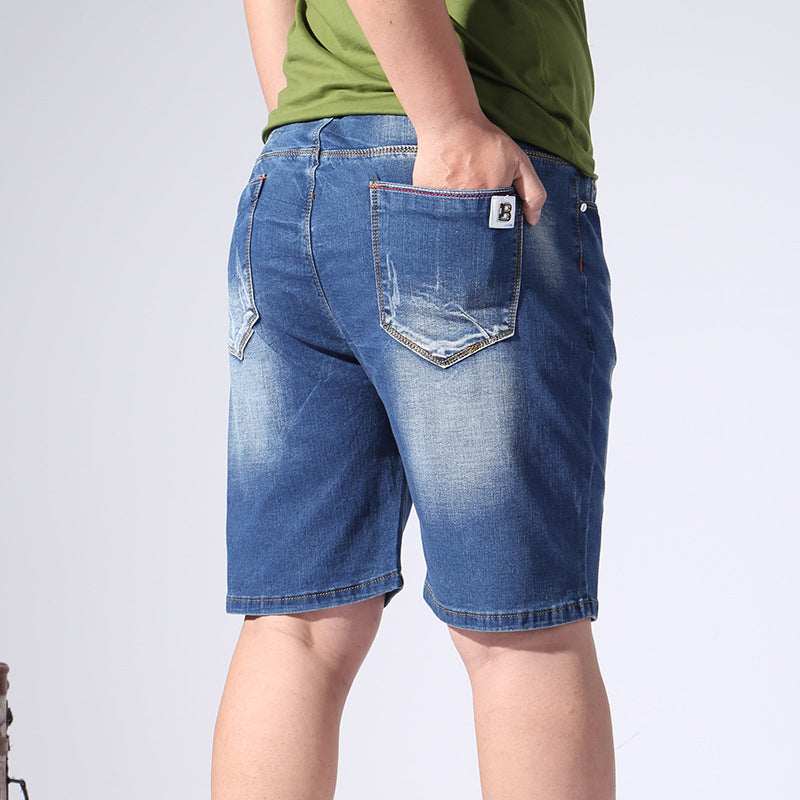 Zomer elastische denim shorts heren