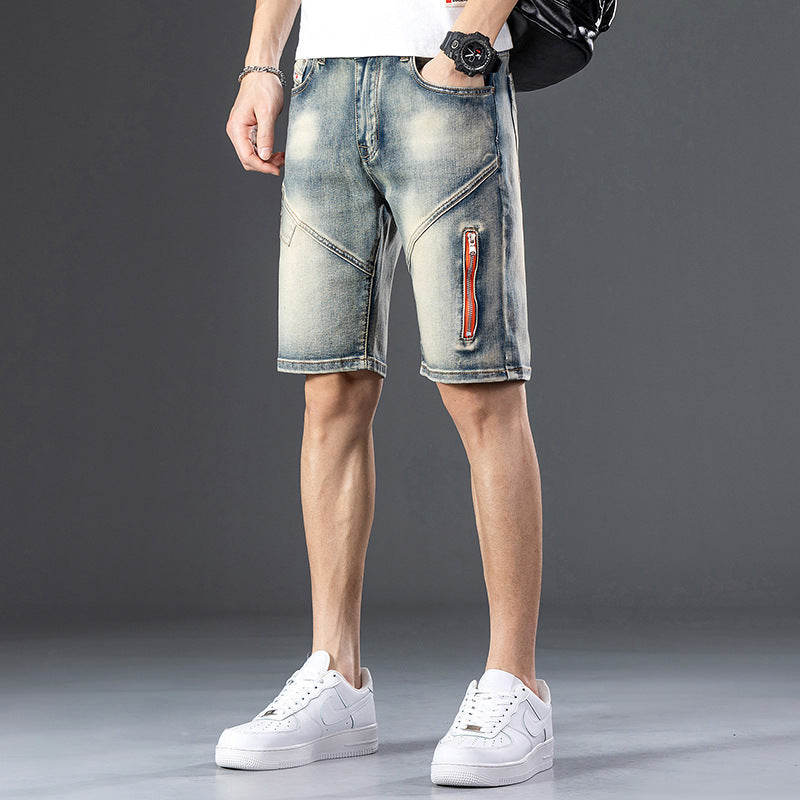 Denim heren shorts met rits