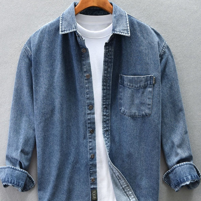 Spijkerstof  Shirt Herenjas Herfst En Winter Casual Veelzijdig