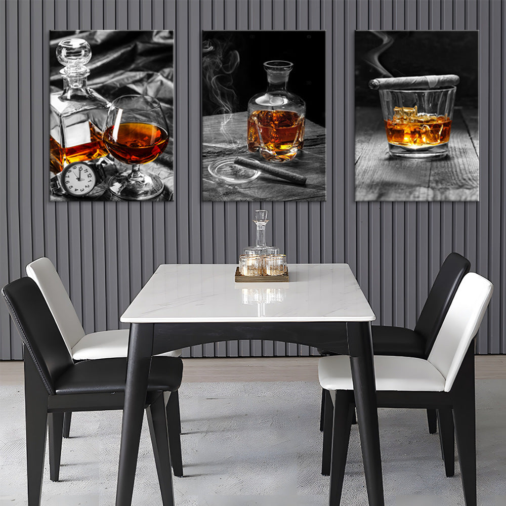Whiskeyglas drievoudig olieverfschilderij