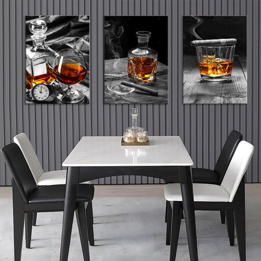 Whiskeyglas drievoudig olieverfschilderij