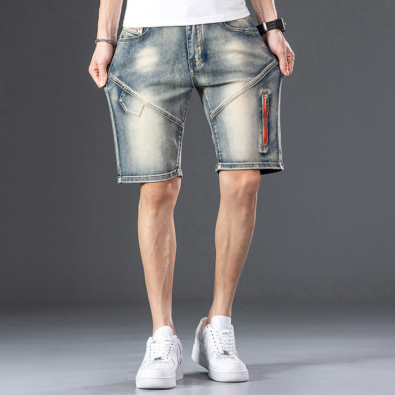 Denim heren shorts met rits