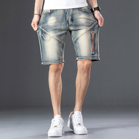 Denim heren shorts met rits