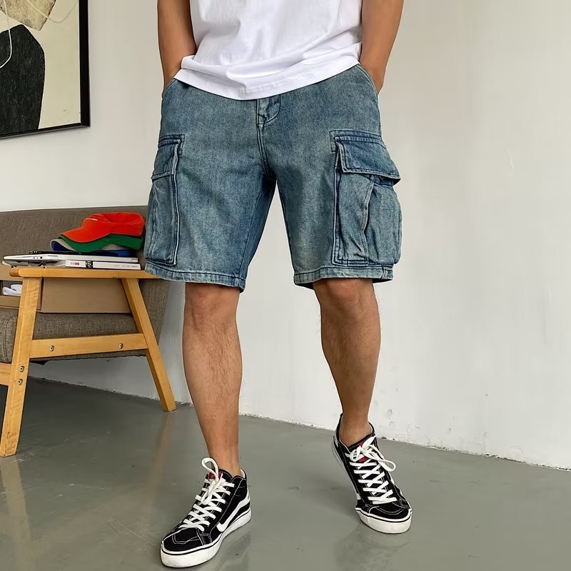 Casual high-end denim shorts heren