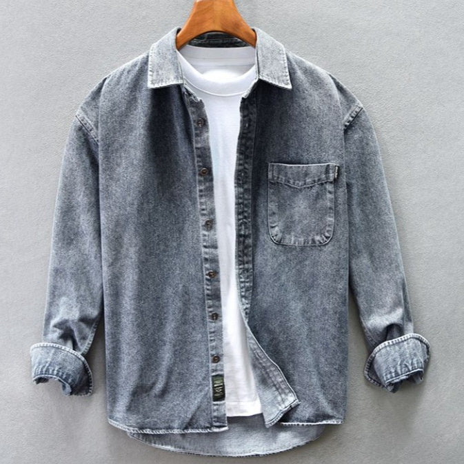 Spijkerstof  Shirt Herenjas Herfst En Winter Casual Veelzijdig