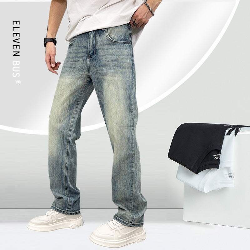 Heren losse elastische casual lichtblauwe jeans