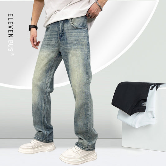 Heren losse elastische casual lichtblauwe jeans