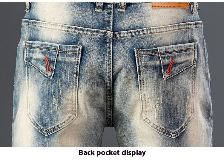 Denim heren shorts met rits