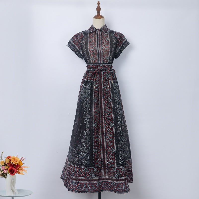 Revers slim top lange rok tweedelige set