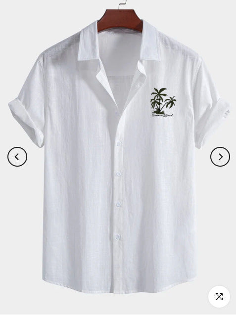 Heren shirt met print en korte mouwen