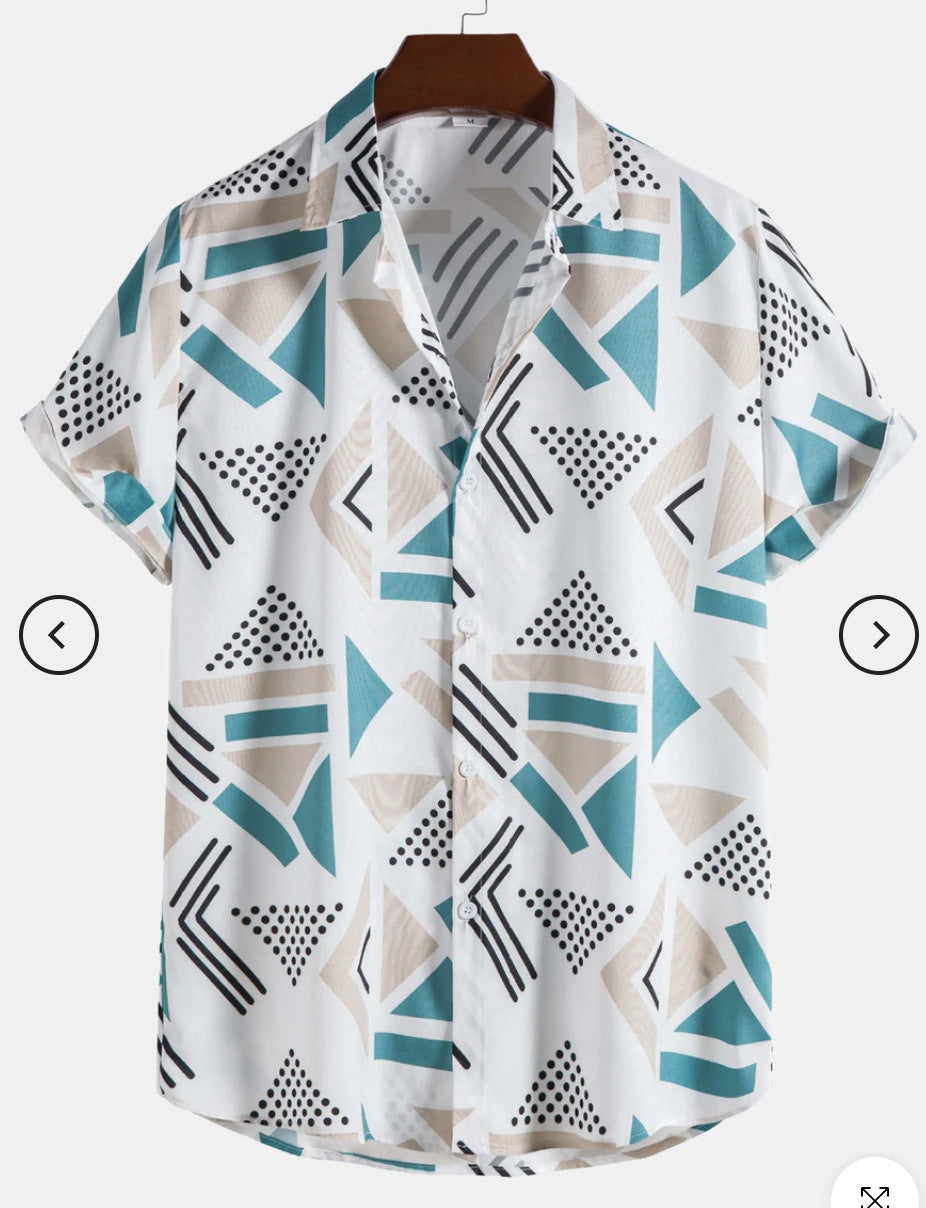 Heren shirt met print en korte mouwen