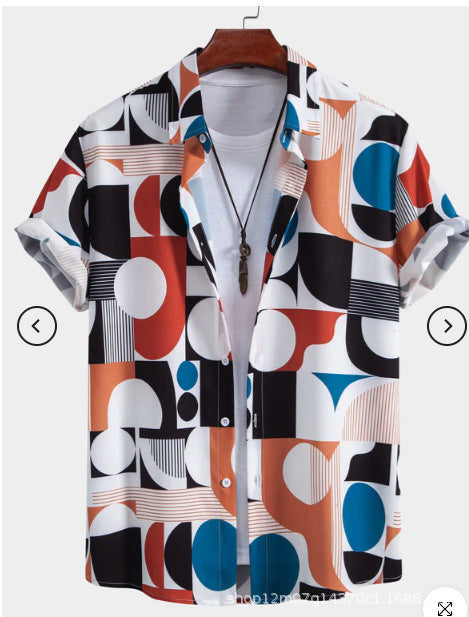 Heren shirt met print en korte mouwen