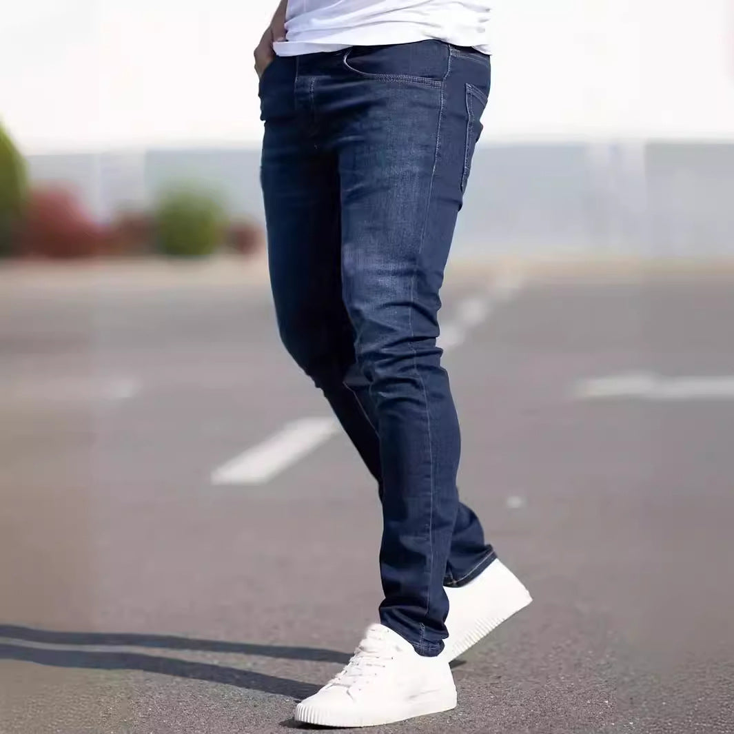 Heren modieuze versleten slanke casual jeans