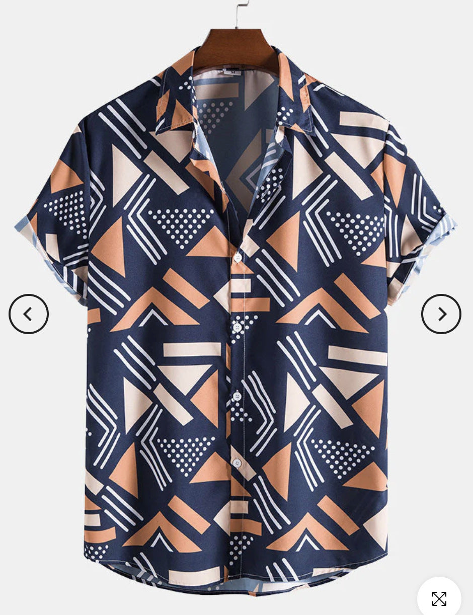 Heren shirt met print en korte mouwen