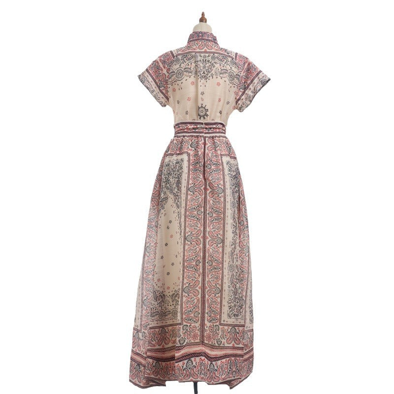 Revers slim top lange rok tweedelige set
