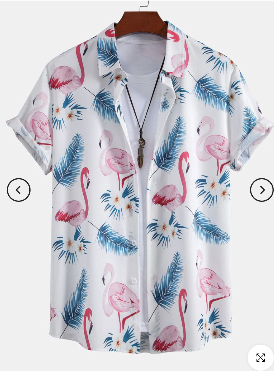 Heren shirt met print en korte mouwen