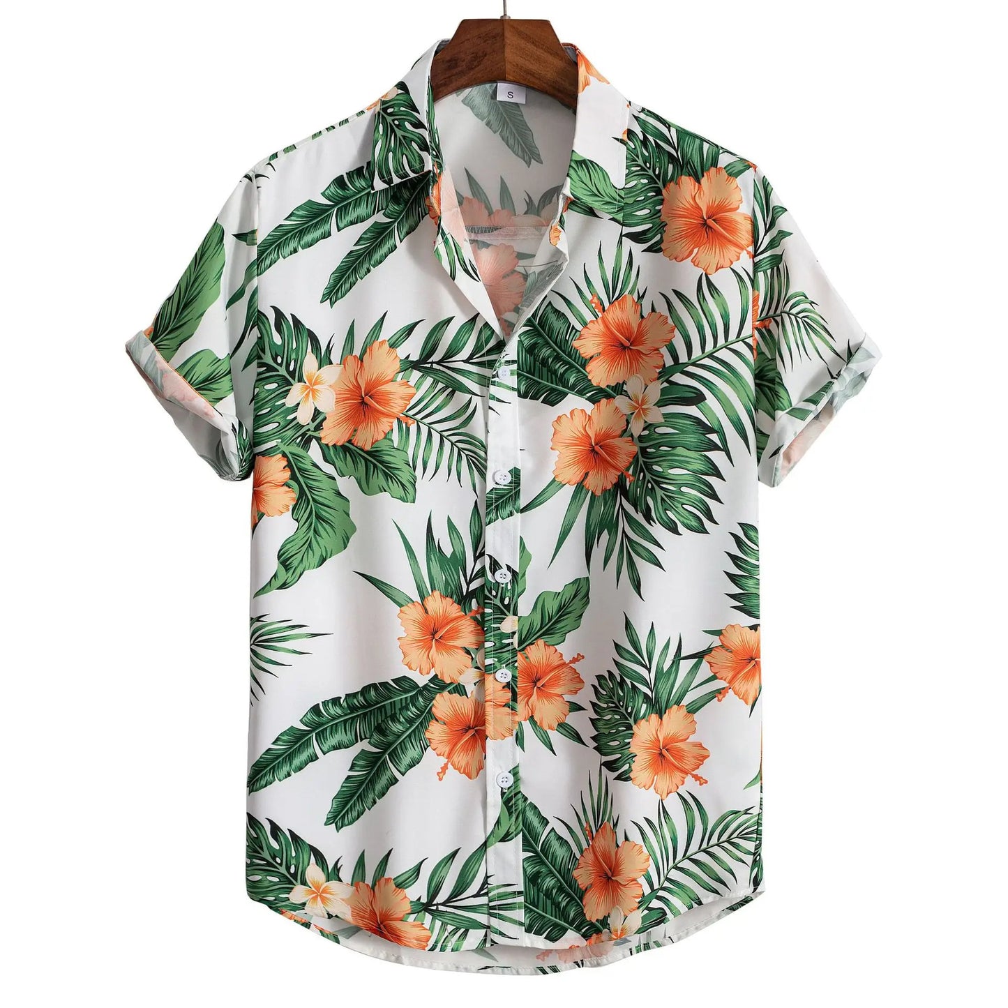 Heren shirt met print en korte mouwen
