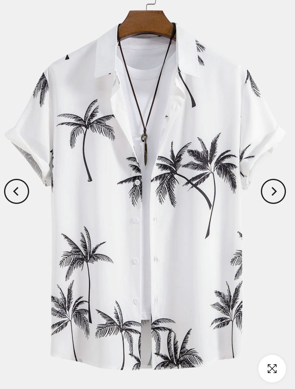 Heren shirt met print en korte mouwen