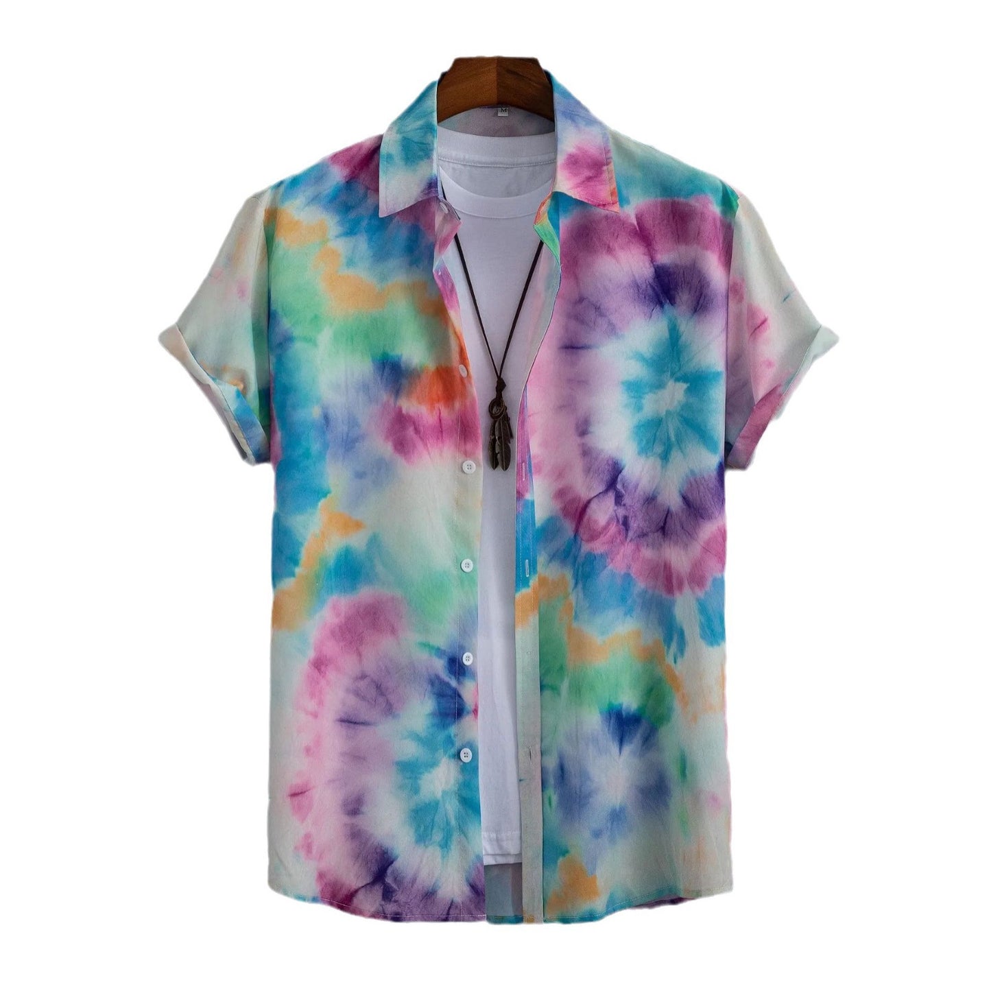 Heren shirt met print en korte mouwen