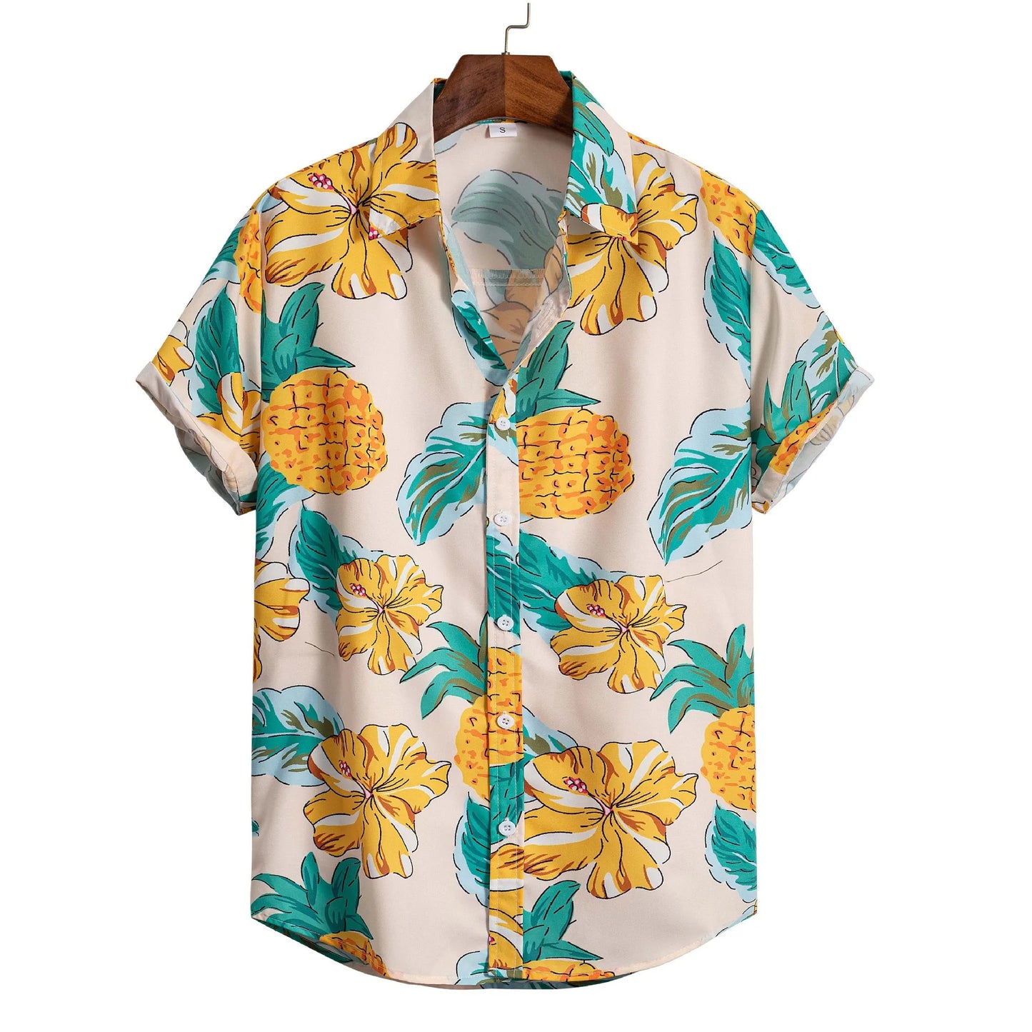 Heren shirt met print en korte mouwen