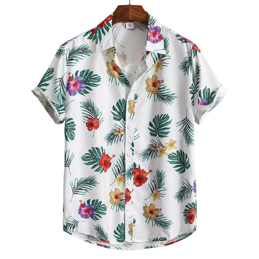 Heren shirt met print en korte mouwen