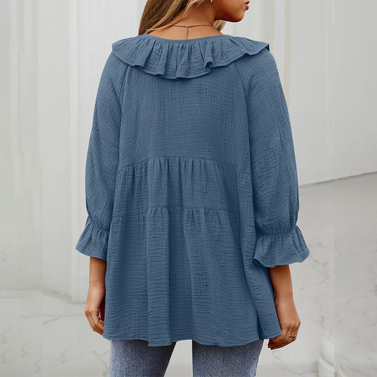 Rondhals geknoopt dames shirt