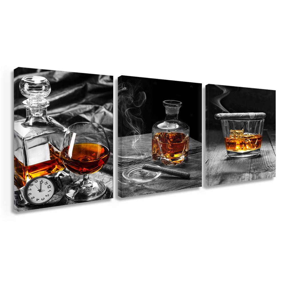 Whiskeyglas drievoudig olieverfschilderij