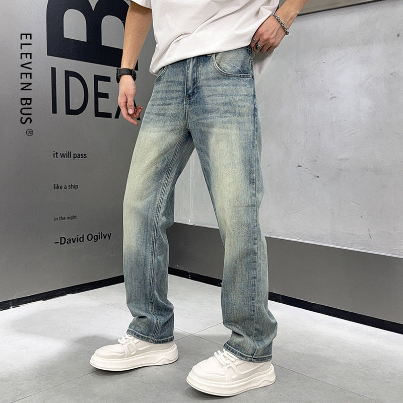 Heren losse elastische casual lichtblauwe jeans